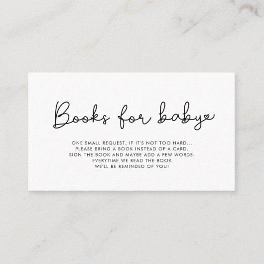 かわいいスクリプト赤ちゃんシャワーブックリクエストカード エンクロージャーカード (正面)