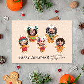 かわいいスクリプト&クリスマスジンジャーブレッド家族の写真 シーズンカード