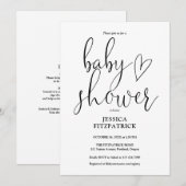 かわいいスクリプト 男女兼用 オールインワン ベビーシャワー 招待状 (正面/裏面)