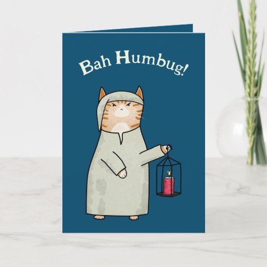 かわいいスクルージ漫画キャットクリスマスキャロル シーズンカード (正面)