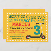 かわいいスクーターの男の子の誕生日招待状 招待状 (正面/裏面)