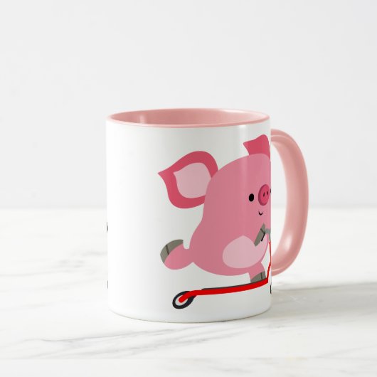かわいいスクーター乗りマンガ豚 マグカップ (正面右)