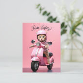 かわいいスクーター子猫乗り安全 ポストカード (スタンド正面)