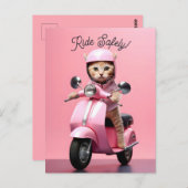 かわいいスクーター子猫乗り安全 ポストカード (正面/裏面)