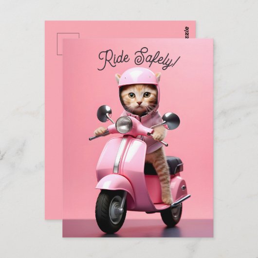 かわいいスクーター子猫乗り安全 ポストカード (正面/裏面)