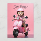 かわいいスクーター子猫乗り安全 ポストカード (正面)