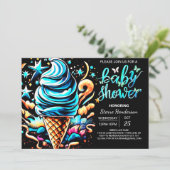 かわいいスクープのアイスクリームボーイ赤ちゃんシャワー 招待状 (スタンド正面)