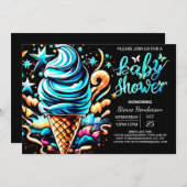 かわいいスクープのアイスクリームボーイ赤ちゃんシャワー 招待状 (正面/裏面)