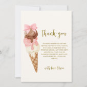 かわいいスクープ弓アイスクリームベビーシャワー サンキューカード (正面)