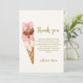 かわいいスクープ弓アイスクリームベビーシャワー サンキューカード (スタンド正面)