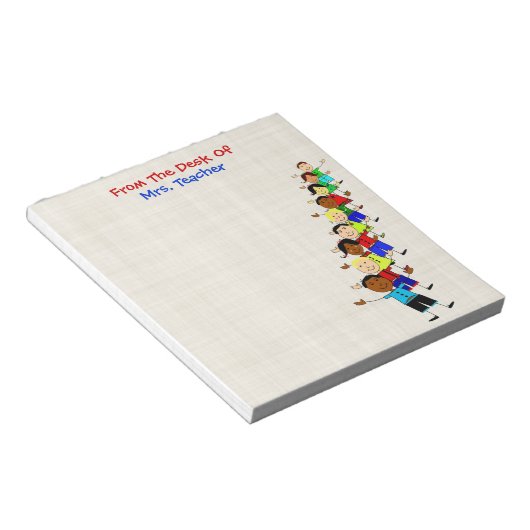 かわいいスクールキッズイラストレーション先生メモ帳 ノートパッド (アングル)