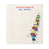 かわいいスクールキッズイラストレーション先生メモ帳 ノートパッド (正面)