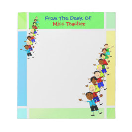 かわいいスクールキッズイラストレーション先生メモ帳 ノートパッド