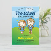 かわいいスクールキッズプリスクール卒業招待状 招待状 (スタンド正面)