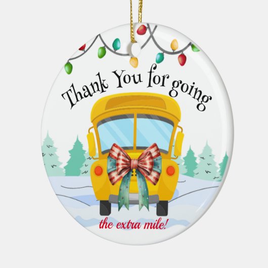 かわいいスクールバスドライバーありがとうギフトクリスマス セラミックオーナメント (左)