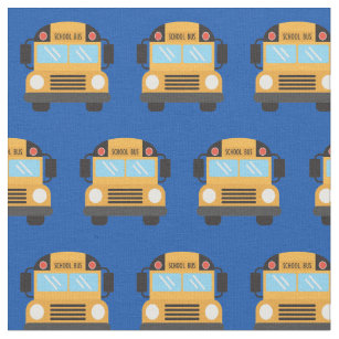 かわいいスクールバスドライバー王室のブルーパターン ファブリック