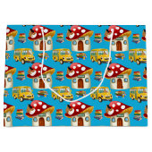 かわいいスクールバスパターンパーティーバッグ ラージペーパーバッグ (正面)