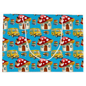 かわいいスクールバスパターンパーティーバッグ ラージペーパーバッグ (裏面)