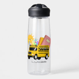 かわいいスクールバス新学期パーソナライズされた名 ウォーターボトル