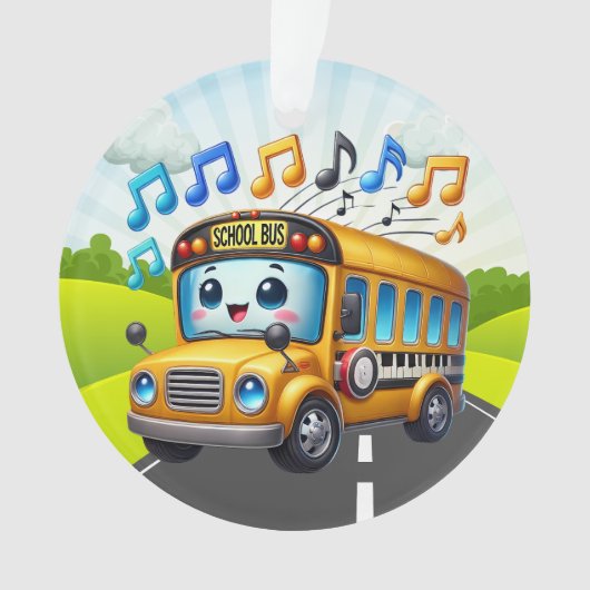 かわいいスクールバス オーナメント (正面)