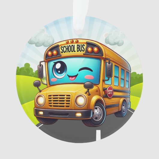 かわいいスクールバス オーナメント (正面)
