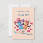 かわいいスクールペンシル追加ネーム気持ち先生 サンキューカード (正面)