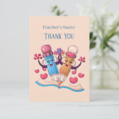 かわいいスクールペンシル追加ネーム気持ち先生 サンキューカード (スタンド正面)