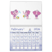 かわいいスケッチかわいい動物キッズイラストレーション カレンダー (2月 2026)
