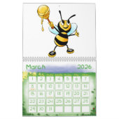 かわいいスケッチかわいい動物キッズイラストレーション カレンダー (3月 2026)