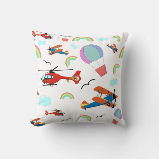 かわいいスケッチの種類の航空機 クッション (正面)