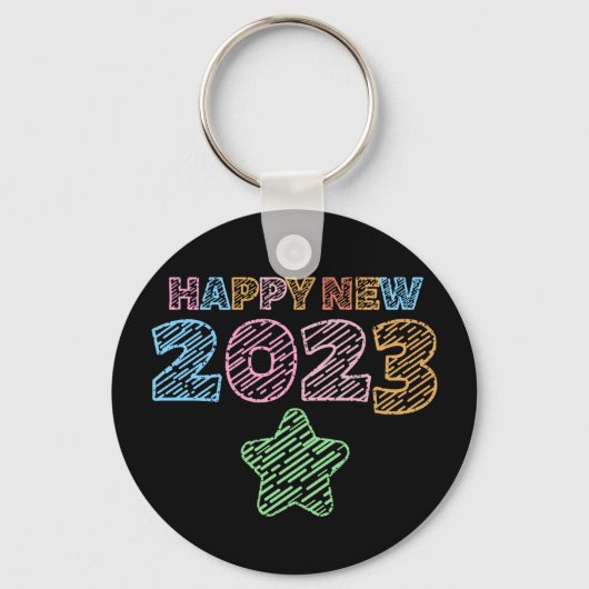 かわいいスケッチハッピーニューイヤー2023 キーホルダー (正面)