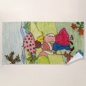 かわいいスケッチ – 恋人たち春 ビーチタオル (正面)