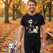 かわいいスケルトンが犬を連れたハロウィン Tシャツ