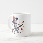 かわいいスケルトンのほうき乗りハロウィンマグカップ コーヒーマグカップ (正面左)