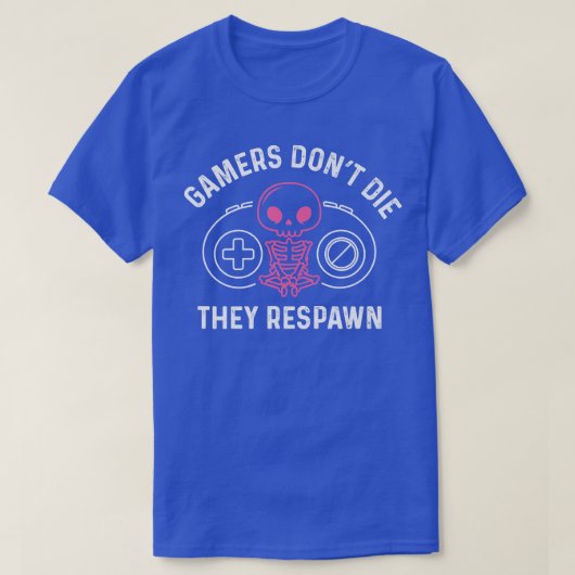 かわいいスケルトンのゲーマーは死なない彼らはゲーマーを呼吸 Tシャツ (デザイン正面)