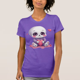 かわいいスケルトンのハート持ち Tシャツ
