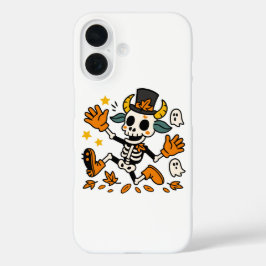 かわいいスケルトンのヤギのトップハット iPhone 16ケース