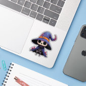 かわいいスケルトンの魔女 - ハロウィン かわいい シール (ノートパソコンとiPhone)