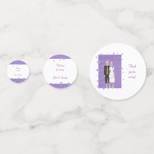 かわいいスケルトンをテーマにしたハロウィン結婚の紙吹雪 コンフェッティ (裏面)