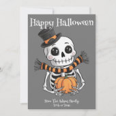 かわいいスケルトンイラスト フラットホリデーカード シーズンカード (正面)