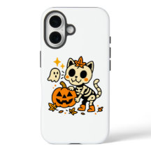 かわいいスケルトンキャットとカボチャ 