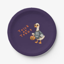 かわいいスケルトンダックハロウィンパーティー紙皿