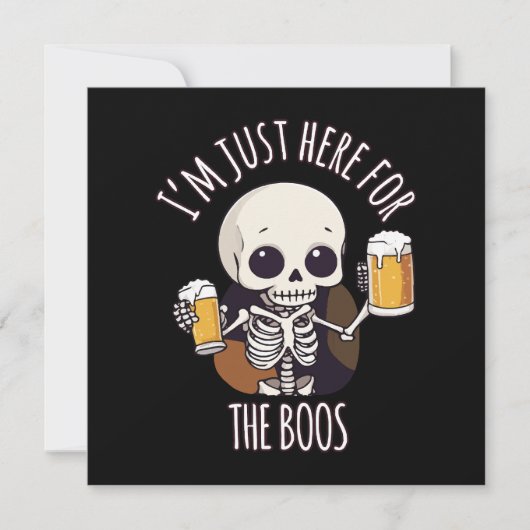 かわいいスケルトンハロウィーンオクトーバーフェスト 招待状 (正面)