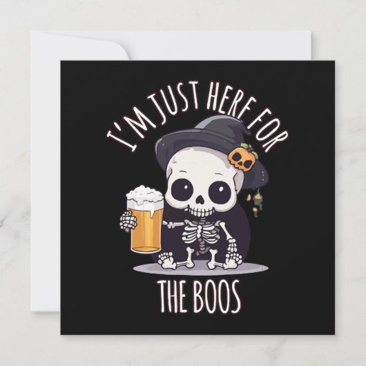 かわいいスケルトンハロウィーンオクトーバーフェスト 招待状 (正面)