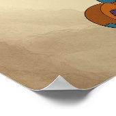 かわいいスケルトン動物とカボチャのハロウィーン ポスター (角)