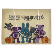 かわいいスケルトン動物とカボチャのハロウィーン ラージペーパーバッグ (裏面)