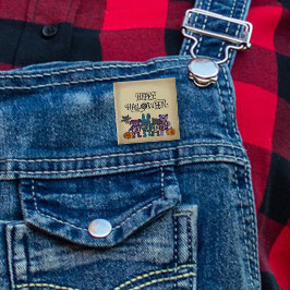 かわいいスケルトン動物とカボチャのハロウィーン 缶バッジ