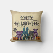 かわいいスケルトン動物とカボチャハローウィンパーティ クッション (正面)