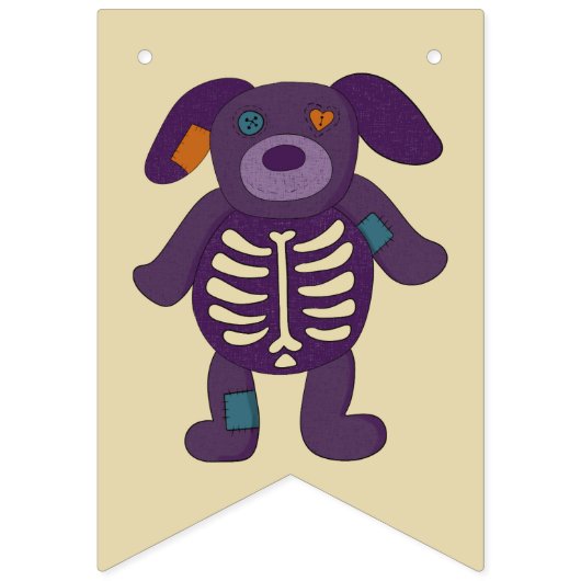 かわいいスケルトン動物とカボチャハローウィンパーティ バンティングフラッグ (第1の旗)