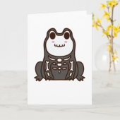 かわいいスケルトン ハロウィーン カエル カード (黄色い花)